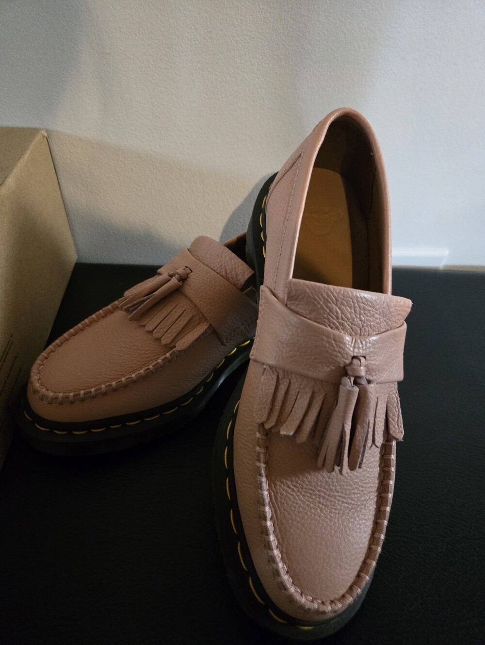 Dr Martens Womens  Fringe Tassel Loafers in Blush Pink